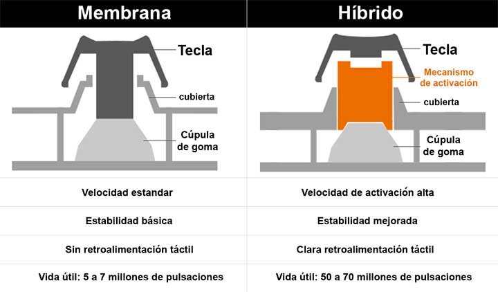 teclados de membrana vs hibridos